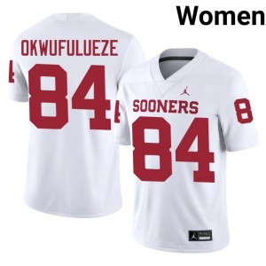#84 Xavier Okwufulueze OU White Jersey | Elite Swen Women Player Football Gear 18525649