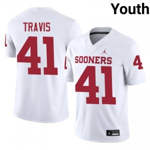Durable Barrett Travis #41 Oklahoma Sooners White Jersey | Youth University Football Embroidery Fan Gear 61815920