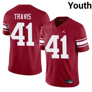 Barrett Travis #41 Sooners Throwback Jersey | Iconic Crimson College Football Youth Stitched 87650010