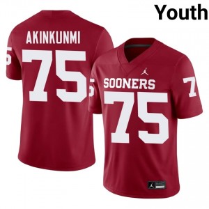 OU Sooners Daniel Akinkunmi #75 Crimson Jersey | Genuine Stitch NCAA Football Youth Apparel 21560738