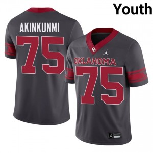 Top-Tier Daniel Akinkunmi #75 Sooners Anthracite Alternate Jersey | Youth University Football Swen Fan Gear 70854849