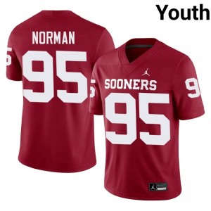 Crimson Daniel Norman #95 OU Jersey | Youth High School Football Moisture Wicking Stitch 42747148