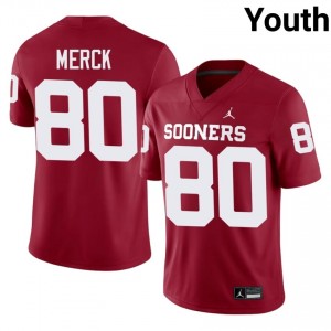 #80 Eli Merck OU Sooners Crimson Jersey | Alumni Stitch Youth Player Football Gear 18003741