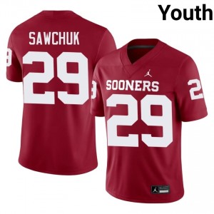 Elite Thread Gabe Sawchuk #29 Sooners Crimson Jersey | Youth University Football Stitch Fan Gear 90062136