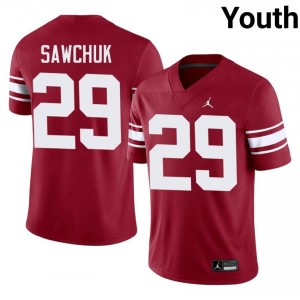OKLA Gabe Sawchuk #29 Crimson Throwback Jersey | Pro Cut Stitched NCAA Football Youth Apparel 88247746