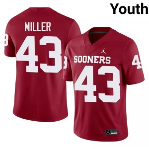 #43 Grayson Miller Sooners Crimson Jersey | Alumni Stitch Youth Player Football Gear 57045232