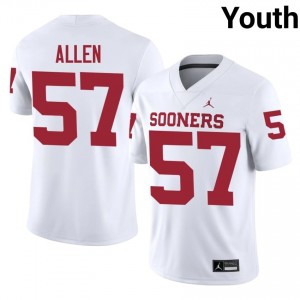Durable Gunnar Allen #57 Oklahoma Sooners White Jersey | Youth University Football Embroidery Fan Gear 29296432