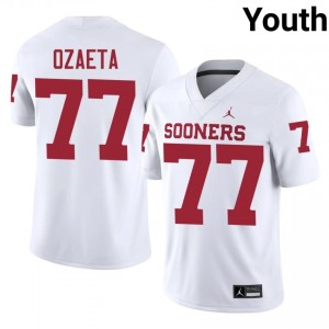 Durable Heath Ozaeta #77 OU Sooners White Jersey | Youth University Football Embroidery Fan Gear 71442249