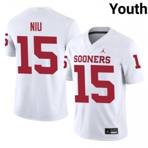 White Jett Niu #15 Oklahoma Sooners Jersey | Youth High School Football Fresh Embroidery 48988520