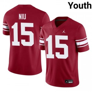 Officially Licensed Jett Niu #15 Oklahoma Crimson Throwback Jersey | Youth University Football Stitched Fan Gear 42807616