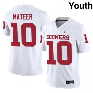 #10 John Mateer Oklahoma Sooners White Jersey | Elite Embroidery Youth Player Football Gear 29875515