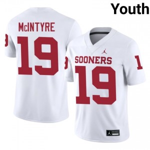 Durable Kade McIntyre #19 Oklahoma Sooners White Jersey | Youth University Football Embroidery Fan Gear 13998287