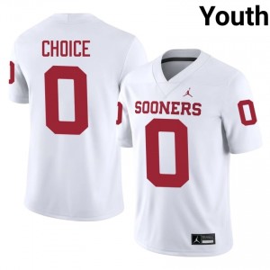 Durable Manny Choice #0 Oklahoma Sooners White Jersey | Youth University Football Embroidery Fan Gear 66642551