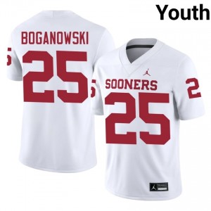 Michael Boganowski #25 Oklahoma Sooners Jersey | Exclusive White College Football Youth Embroidery 17312636