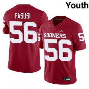 OU Michael Fasusi #56 Crimson Jersey | Genuine Stitch NCAA Football Youth Apparel 73869108