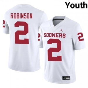 White Omarion Robinson #2 Oklahoma Sooners Jersey | Youth High School Football Fresh Embroidery 99498044