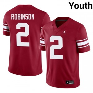 Officially Licensed Omarion Robinson #2 Sooners Crimson Throwback Jersey | Youth University Football Stitched Fan Gear 28551124