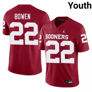 Sooners Peyton Bowen #22 Crimson Jersey | Genuine Stitch NCAA Football Youth Apparel 96088884
