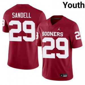 #29 Tate Sandell OU Sooners Crimson Jersey | Alumni Stitch Youth Player Football Gear 94001520