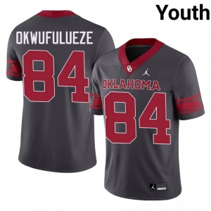 Top-Tier Xavier Okwufulueze #84 OU Sooners Anthracite Alternate Jersey | Youth University Football Swen Fan Gear 68655551