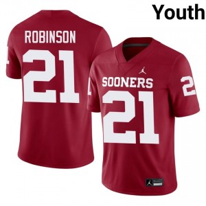 Elite Thread Xavier Robinson #21 OU Sooners Crimson Jersey | Youth University Football Stitch Fan Gear 15660501