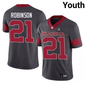 #21 Xavier Robinson Sooners Anthracite Alternate Jersey | Classic Swen Youth Player Football Gear 94542204
