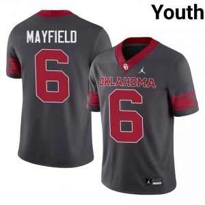 Anthracite Baker Mayfield #6 OU Alternate Jersey | Youth High School Football Limited Swen 67967830