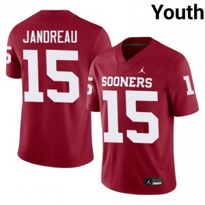 Crimson Beau Jandreau #15 Sooners Jersey | Youth High School Football Moisture Wicking Stitch 73364142