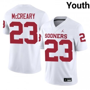 Ben McCreary #23 Oklahoma Sooners Jersey | Exclusive White College Football Youth Embroidery 69327486