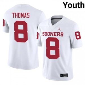 Durable Bishop Thomas #8 Oklahoma Sooners White Jersey | Youth University Football Embroidery Fan Gear 79369592