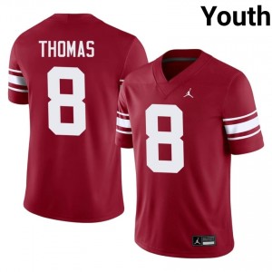 Bishop Thomas #8 Oklahoma Throwback Jersey | Iconic Crimson College Football Youth Stitched 40872562
