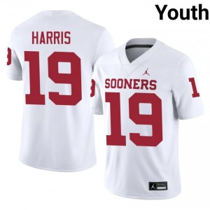 Durable Brian Harris #19 Oklahoma Sooners White Jersey | Youth University Football Embroidery Fan Gear 95293529