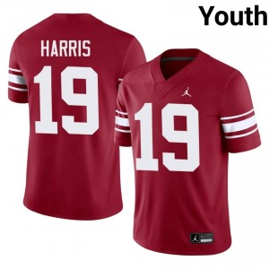 Brian Harris #19 Oklahoma Throwback Jersey | Iconic Crimson College Football Youth Stitched 63318277