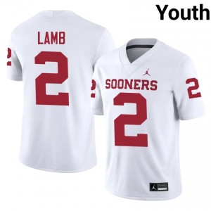 #2 CeeDee Lamb Oklahoma Sooners White Jersey | Elite Embroidery Youth Player Football Gear 63572343