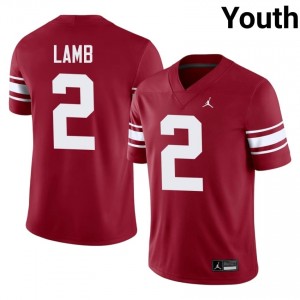 Crimson CeeDee Lamb #2 Oklahoma Throwback Jersey | Youth High School Football Licensed Stitched 91915080