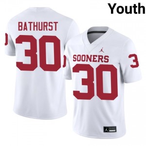 Oklahoma Sooners Dane Bathurst #30 White Jersey | Premium Embroidery NCAA Football Youth Apparel 35032472