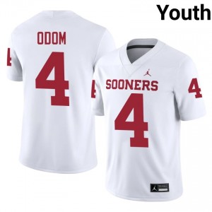 White Daniel Odom #4 Oklahoma Sooners Jersey | Youth High School Football Fresh Embroidery 20592294
