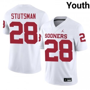 #28 Danny Stutsman OU Sooners White Jersey | Elite Embroidery Youth Player Football Gear 81890821