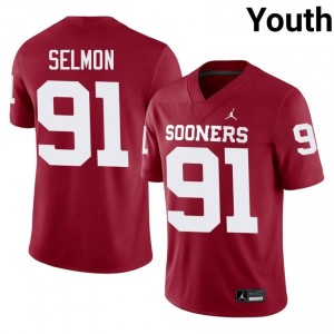 Crimson Dewey Selmon #91 OU Jersey | Youth High School Football Moisture Wicking Stitch 77376996