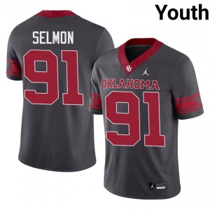 OU Sooners Dewey Selmon #91 Anthracite Alternate Jersey | Essential Swen NCAA Football Youth Apparel 55740300