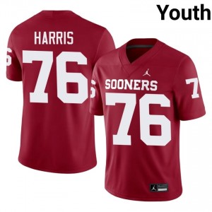 Crimson E'Marion Harris #76 OU Sooners Jersey | Youth High School Football Moisture Wicking Stitch 12632984
