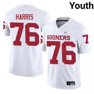 Durable E'Marion Harris #76 Oklahoma Sooners White Jersey | Youth University Football Embroidery Fan Gear 43592483