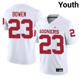 White Eli Bowen #23 Oklahoma Sooners Jersey | Youth High School Football Fresh Embroidery 87452545