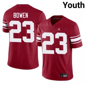 Officially Licensed Eli Bowen #23 Sooners Crimson Throwback Jersey | Youth University Football Stitched Fan Gear 72479723