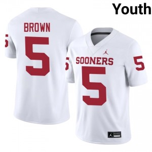 White Hollywood Brown #5 Oklahoma Sooners Jersey | Youth High School Football Fresh Embroidery 40674098