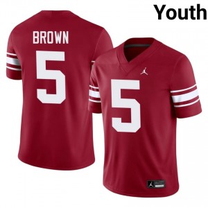 Officially Licensed Hollywood Brown #5 Oklahoma Crimson Throwback Jersey | Youth University Football Stitched Fan Gear 82760467