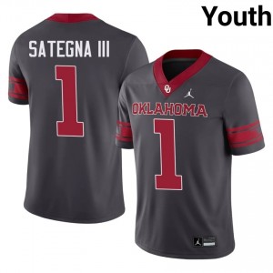 #1 Isaiah Sategna III OU Sooners Anthracite Alternate Jersey | Classic Swen Youth Player Football Gear 15063112