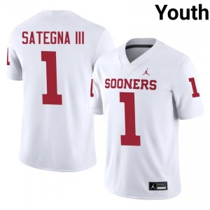 Isaiah Sategna III #1 Oklahoma Sooners Jersey | Exclusive White College Football Youth Embroidery 65461379