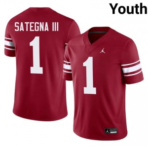 Sooners Isaiah Sategna III #1 Crimson Throwback Jersey | Pro Cut Stitched NCAA Football Youth Apparel 73594546