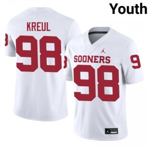Durable Jake Kreul #98 Oklahoma Sooners White Jersey | Youth University Football Embroidery Fan Gear 61344777